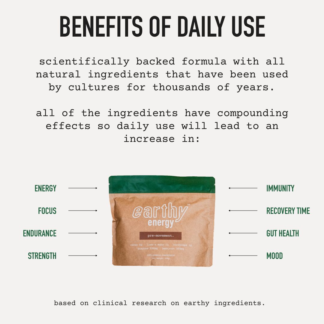 A package labeled 'earthy energy' on a yellow background with the text '1 BAG like it.' above.