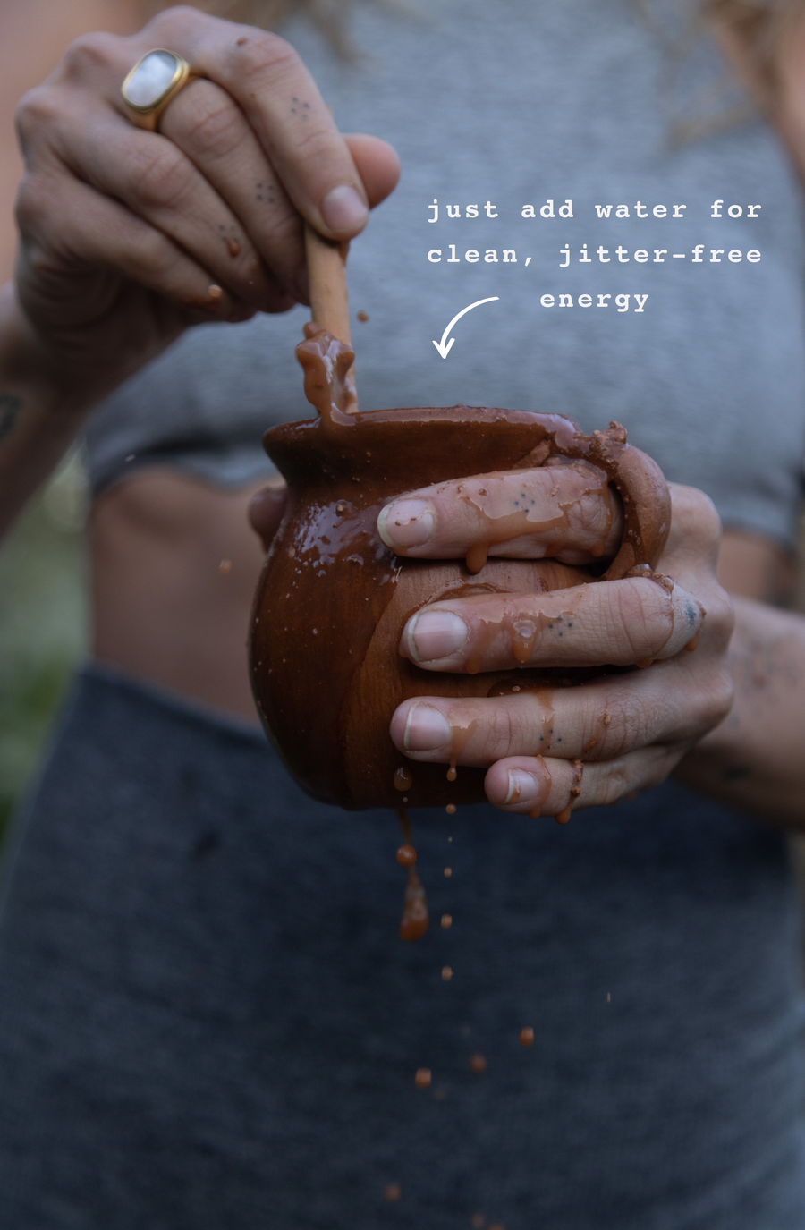earthy energy, adaptogen cacao + functional mushrooms - just add water for clean, jitter-free energy